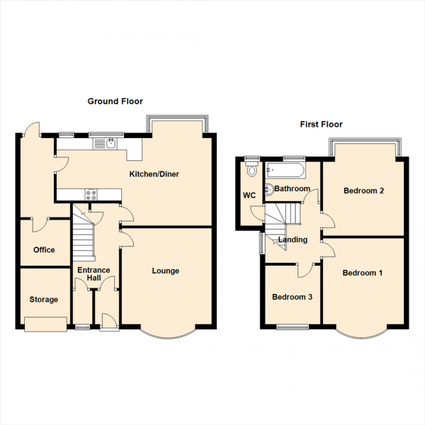 Floor Plan Image for 3 Bedroom Semi-Detached House for Sale in Lanercost Drive, Newcastle Upon Tyne