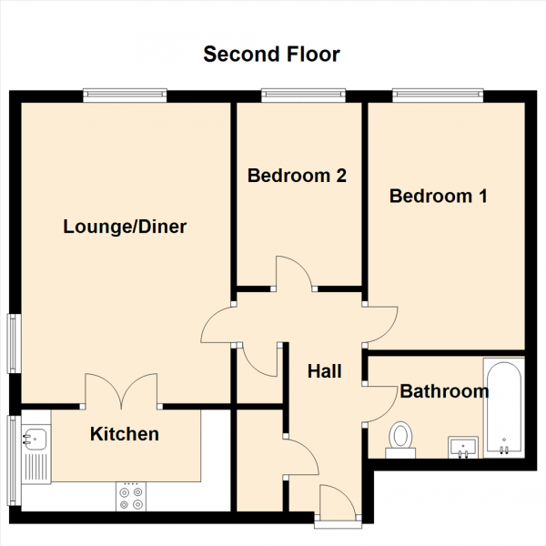 Floor Plan Image for 2 Bedroom Property for Sale in Sandyford Park, Jesmond, Newcastle Upon Tyne