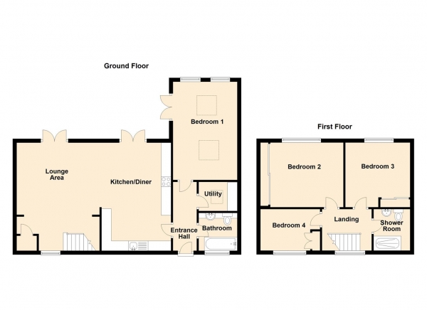 Floor Plan for 4 Bedroom Semi-Detached House for Sale in Havannah Crescent, Dinnington, NE13, 7JL - Offers Over &pound235,000