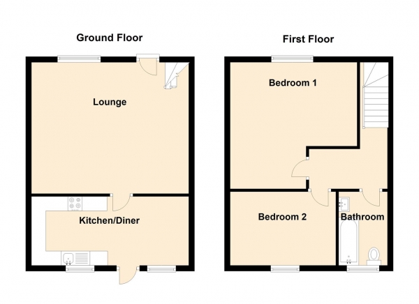 Floor Plan Image for 2 Bedroom End of Terrace House to Rent in Beaumont Terrace, Brunswick Village, Newcastle Upon Tyne