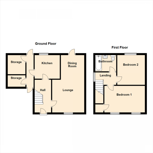 Floor Plan Image for 2 Bedroom Semi-Detached House for Sale in Alnwick Terrace, Wideopen, Newcastle Upon Tyne