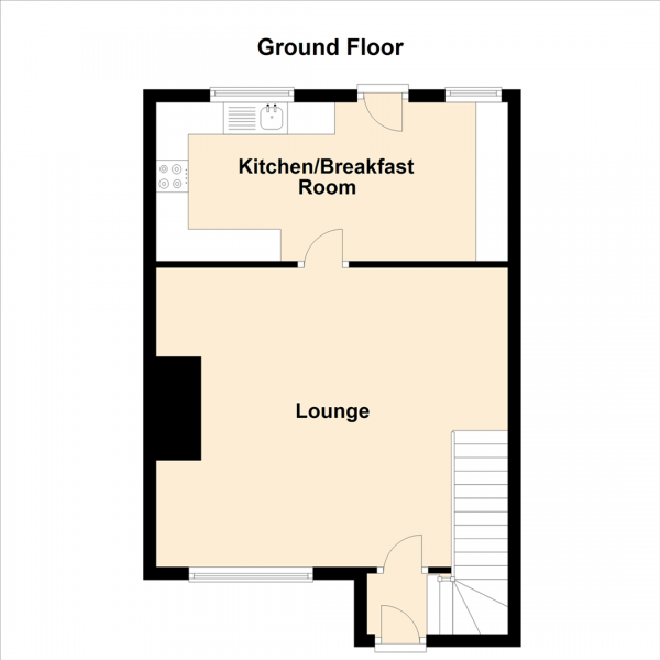 Floor Plan for 2 Bedroom Terraced House for Sale in Walter Street, Brunswick Village, Newcastle Upon Tyne, NE13, 7EF - Offers Over &pound125,000