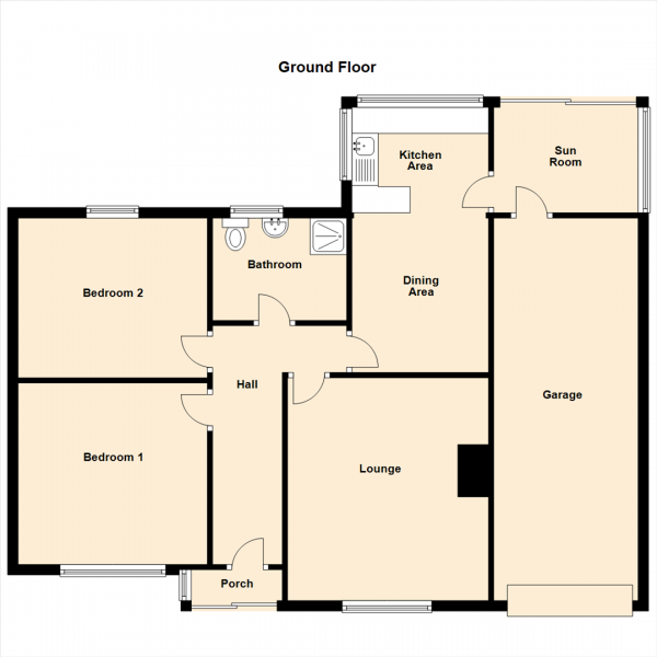 Floor Plan for 2 Bedroom Semi-Detached Bungalow for Sale in Acomb Crescent, Newcastle Upon Tyne, NE3, 2BD - Offers Over &pound175,000