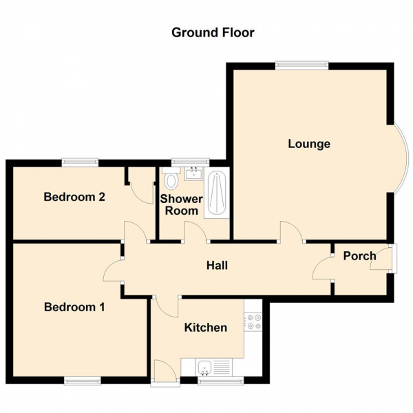 Floor Plan Image for 2 Bedroom Ground Flat to Rent in Tennyson Green, Kenton