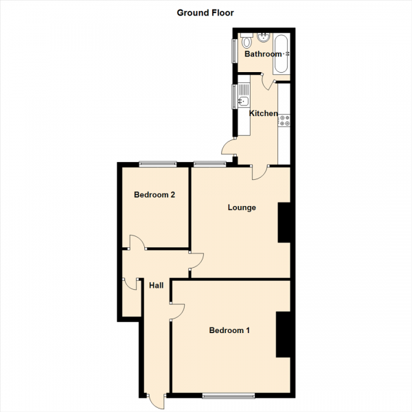 Floor Plan Image for 2 Bedroom Ground Flat for Sale in Sandringham Road, Gosforth, Newcastle Upon Tyne