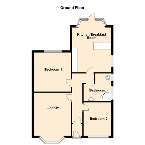 Floor Plan for 2 Bedroom Semi-Detached Bungalow for Sale in Brackenfield Road, Newcastle Upon Tyne, NE3, 4DX - Offers Over &pound350,000