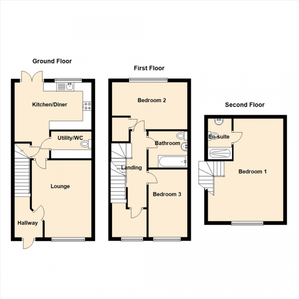 Floor Plan Image for 3 Bedroom Property for Sale in Red Kite Drive, Kenton Bank Foot