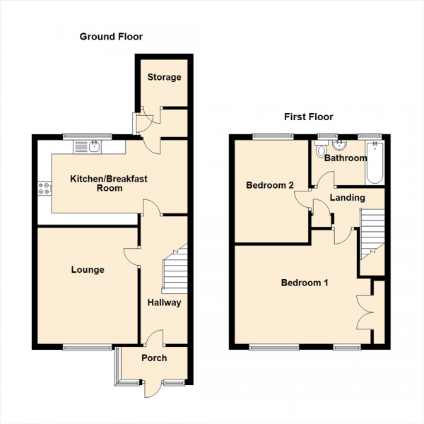 Floor Plan Image for 2 Bedroom Terraced House for Sale in Chapel Place, Seaton Burn, Newcastle Upon Tyne