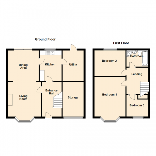 Floor Plan for 3 Bedroom Semi-Detached House for Sale in High Ridge, Hazlerigg, Newcastle Upon Tyne, NE13, 7ND -  &pound200,000
