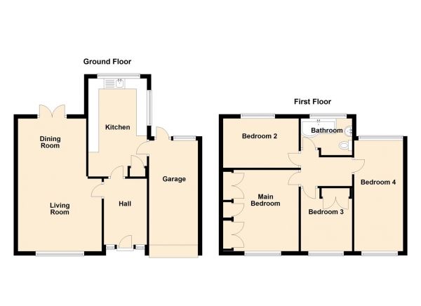 Floor Plan for 4 Bedroom Property for Sale in Chantry Drive, Wideopen, Newcastle Upon Tyne, NE13, 6AD -  &pound289,000