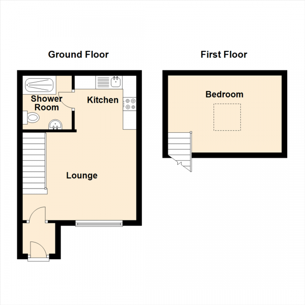 Floor Plan for 1 Bedroom Terraced Bungalow for Sale in Brandling Mews, Melton Park, NE3, 5PN - Offers Over &pound130,000