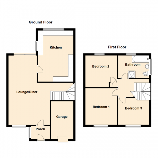 Floor Plan for 3 Bedroom Property for Sale in Englefield Close, Kingston Park, Newcastle Upon Tyne, NE3, 2TS - Offers Over &pound200,000