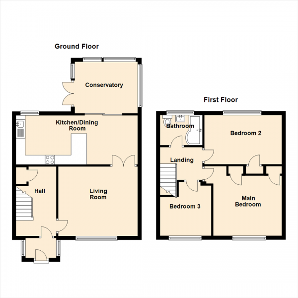 Floor Plan Image for 3 Bedroom Terraced House for Sale in Chatton Wynd, Newcastle Upon Tyne