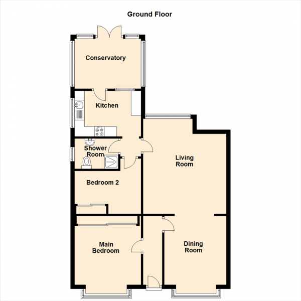 Floor Plan Image for 2 Bedroom Semi-Detached Bungalow for Sale in Woodlands Park Villas, North Gosforth, Newcastle Upon Tyne