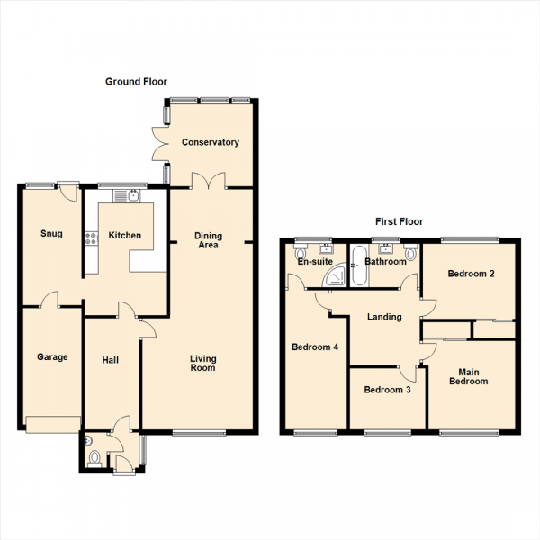 Floor Plan for 4 Bedroom Semi-Detached House for Sale in Seaton Place, Wideopen, Newcastle Upon Tyne, NE13, 7HQ - Offers Over &pound280,000