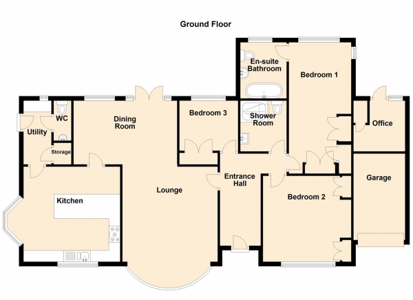 Floor Plan Image for 3 Bedroom Detached Bungalow for Sale in Sherwood Place, Melton Park, Newcastle upon Tyne