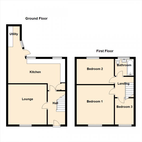 Floor Plan Image for 3 Bedroom Terraced House for Sale in The Cross Way, Kenton, Newcastle Upon Tyne