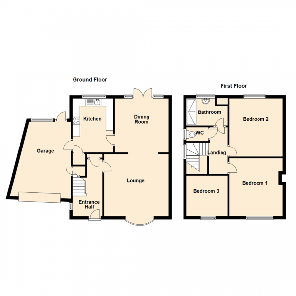 Floor Plan Image for 3 Bedroom Semi-Detached House for Sale in Princes Road, Brunton Park, Newcastle Upon Tyne