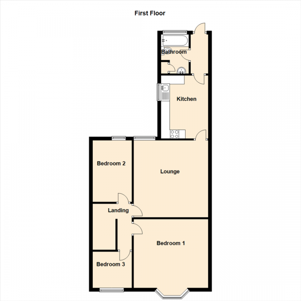 Floor Plan for 3 Bedroom Flat for Sale in Wingrove Avenue, Newcastle Upon Tyne, NE4, 9AH - Offers Over &pound85,000