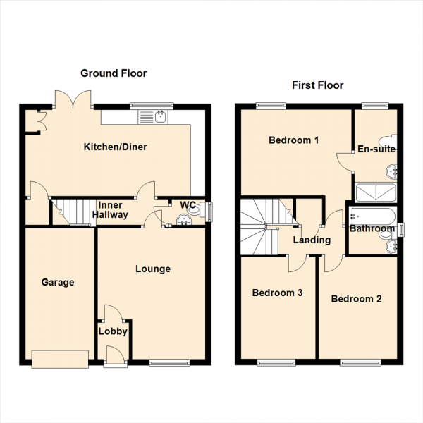 Floor Plan Image for 3 Bedroom Semi-Detached House for Sale in Winder Drive, Hazelrigg, Newcastle upon tyne