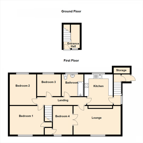 Floor Plan for 4 Bedroom Maisonette for Sale in Coppice Way, Newcastle Upon Tyne, NE2, 1XS -  &pound175,000