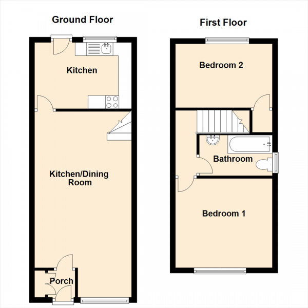 Floor Plan Image for 2 Bedroom End of Terrace House for Sale in Launceston Close, Newcastle Upon Tyne