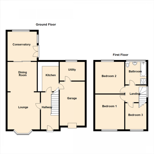 Floor Plan Image for 3 Bedroom Semi-Detached House for Sale in High Ridge, Hazlerigg, Newcastle Upon Tyne