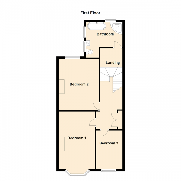 Floor Plan for 3 Bedroom Terraced House for Sale in Nuns Moor Road, Newcastle Upon Tyne, NE4, 9AY -  &pound250,000