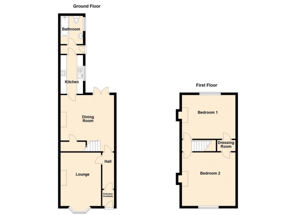 Floor Plan for 2 Bedroom Terraced House for Sale in Park View, Wideopen, Newcastle Upon Tyne, NE13, 6LH - Offers Over &pound170,000