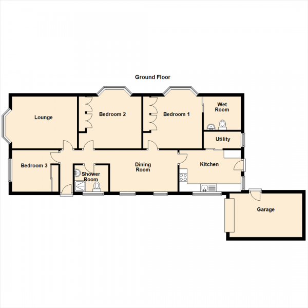 Floor Plan for 3 Bedroom Detached Bungalow for Sale in Cranwell Drive, Wideopen, Newcastle Upon Tyne, NE13, 6AR -  &pound250,000