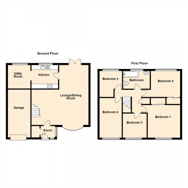 Floor Plan for 5 Bedroom Semi-Detached House for Sale in Simon Place, Wideopen, Newcastle Upon Tyne, NE13, 7HT - Offers Over &pound220,000