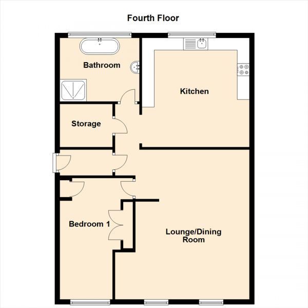 Floor Plan Image for 1 Bedroom Apartment for Sale in Queen Street, Newcastle Upon Tyne