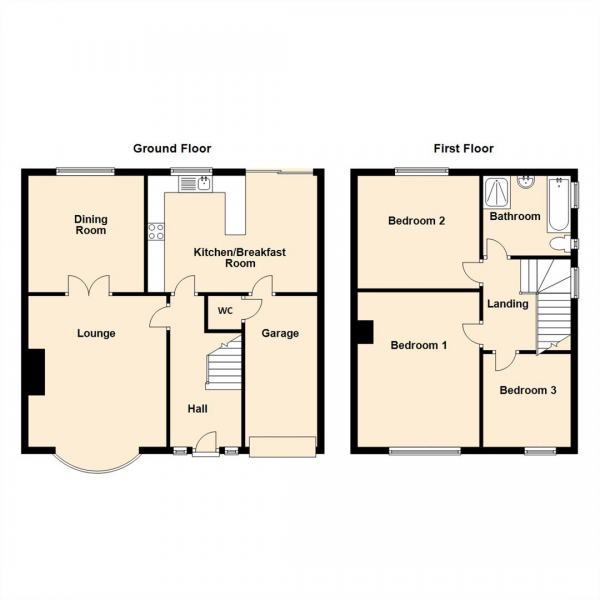 Floor Plan for 3 Bedroom Semi-Detached House for Sale in Barrasford Drive, Wideopen, Newcastle Upon Tyne, NE13, 6JG - Offers Over &pound240,000