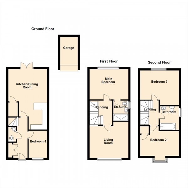 Floor Plan Image for 4 Bedroom Town House for Sale in Ascot Drive, North Gosforth, Newcastle Upon Tyne