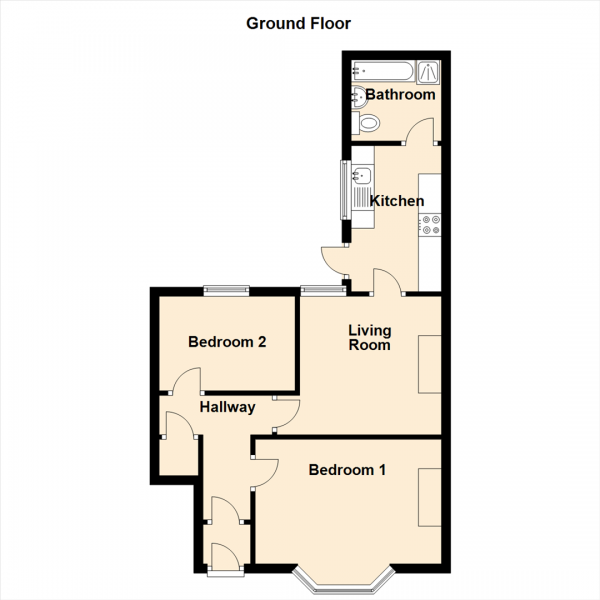 Floor Plan for 2 Bedroom Ground Flat for Sale in Audley Road, South Gosforth, Newcastle Upon Tyne, NE3, 1QX -  &pound180,000