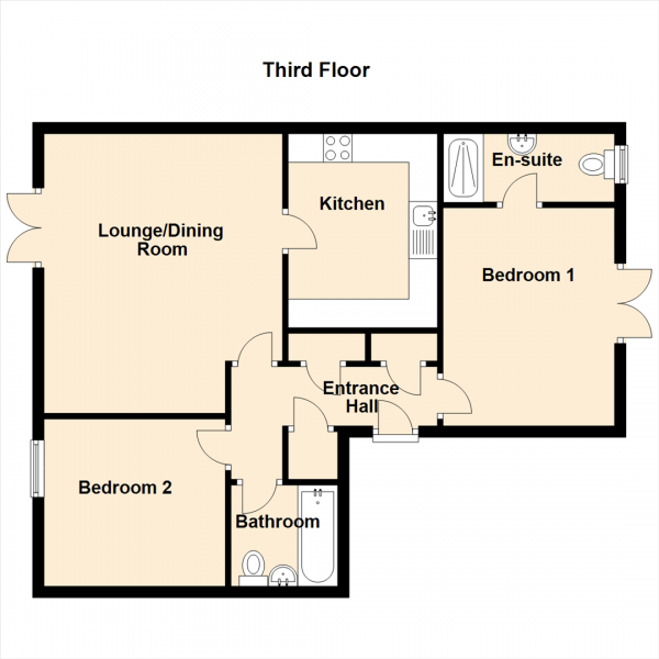 Floor Plan Image for 2 Bedroom Apartment for Sale in Fencer Hill Square, Newcastle Upon Tyne