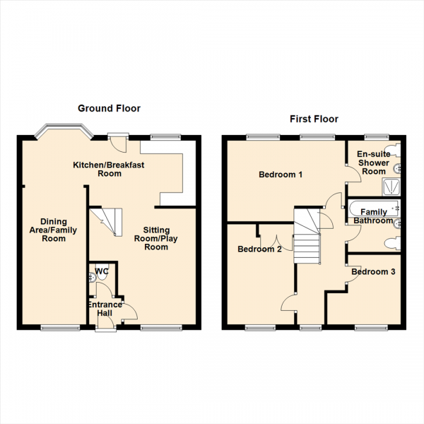 Floor Plan Image for 3 Bedroom Semi-Detached House for Sale in Chipchase Mews, Newcastle Upon Tyne