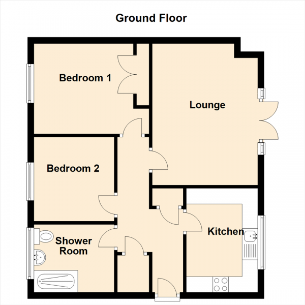 Floor Plan Image for 2 Bedroom Ground Flat for Sale in Sunflower Drive, Great Park, Newcastle upon Tyne