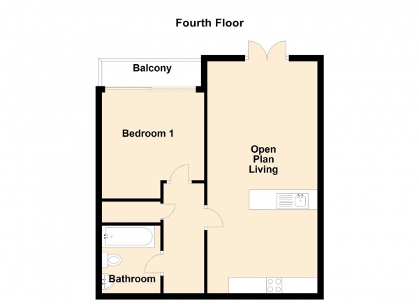 Floor Plan for 1 Bedroom Apartment to Rent in St Ann's Quay, Newcastle Upon Tyne, NE1, 3BB - £230 pw | £995 pcm