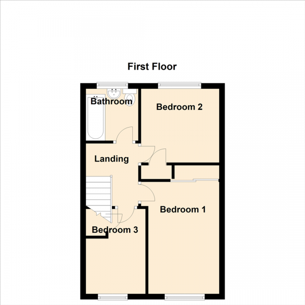 Floor Plan for 3 Bedroom Terraced House to Rent in Courtney Court, Newcastle Upon Tyne, NE3, 2UD - £208 pw | £900 pcm