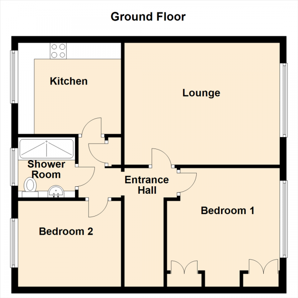 Floor Plan Image for 2 Bedroom Ground Flat for Sale in Elmwood Avenue, North Gosforth, Newcastle Upon Tyne