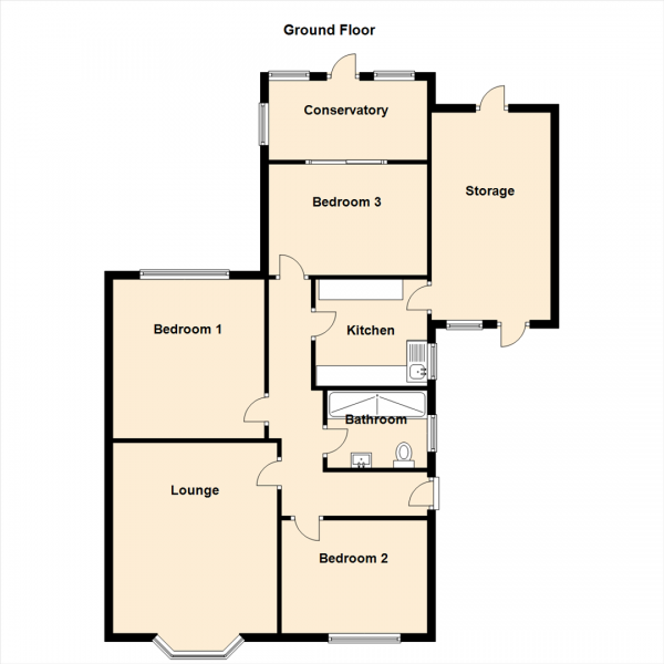 Floor Plan Image for 3 Bedroom Semi-Detached Bungalow for Sale in Cranwell Drive, Wideopen, Newcastle Upon Tyne