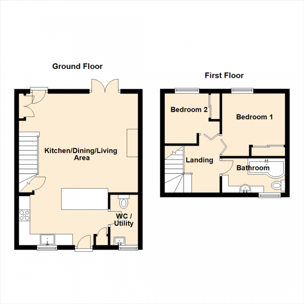 Floor Plan Image for 2 Bedroom Terraced House for Sale in Blagdon Terrace, Seaton Burn, Newcastle Upon Tyne