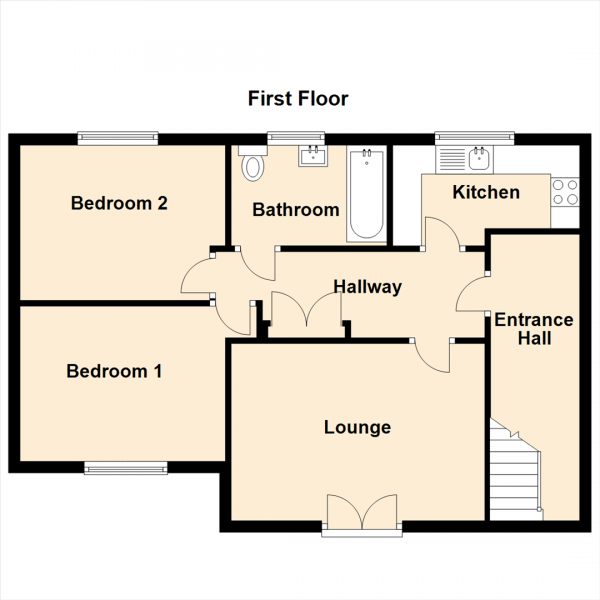 Floor Plan Image for 2 Bedroom Property for Sale in Sunnyway, City Edge, Newcastle Upon Tyne