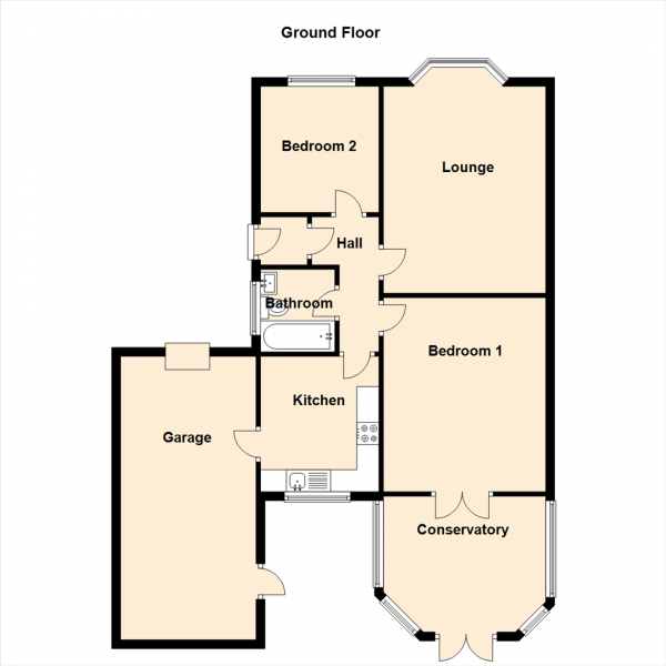 Floor Plan Image for 2 Bedroom Semi-Detached Bungalow for Sale in Grenville Drive, Brunton Park, Newcastle Upon Tyne