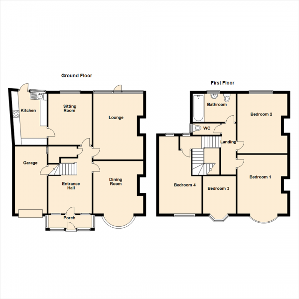 Floor Plan Image for 4 Bedroom Semi-Detached House for Sale in Polwarth Crescent, Brunton Park, Newcastle Upon Tyne