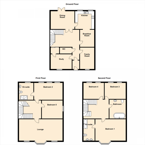 Floor Plan Image for 5 Bedroom Town House for Sale in Featherstone Grove, Great Park