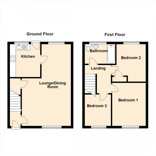 Floor Plan Image for 3 Bedroom Semi-Detached House for Sale in Warwick Court, Newcastle Upon Tyne