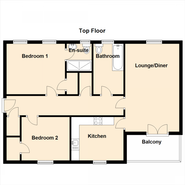 Floor Plan Image for 2 Bedroom Apartment for Sale in Highbridge, Gosforth, Newcastle Upon Tyne