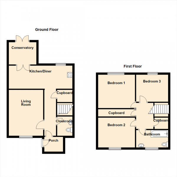 Floor Plan Image for 3 Bedroom Terraced House for Sale in Burnstones, West Denton, Newcastle Upon Tyne